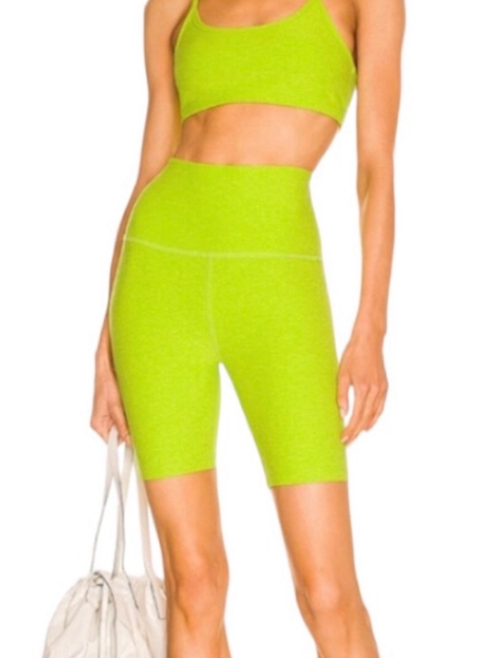 Beyond Yoga Spacedye High Waisted Biker Shorts in Matcha Lime Green